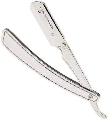 City Enterprises Silver Stainless Steel Straight Edge Barber Razor For Men Well Balanced Sliding Style Weight (FREE Blade Inside Silver color)