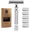 Krisp Beauty Stainless Steel Heavy Duty Double Edge Safety Razor Wet Shaving Kit for Men with 5 Platinum Blades view 1