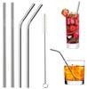 DDecora Reusable BPA-Free Metal, Thick, Long, Dishwasher Safe Stainless Steel Drinking Straws, 8.5 Inches (2 Bent + 2 Straight +1 Brush) view 2