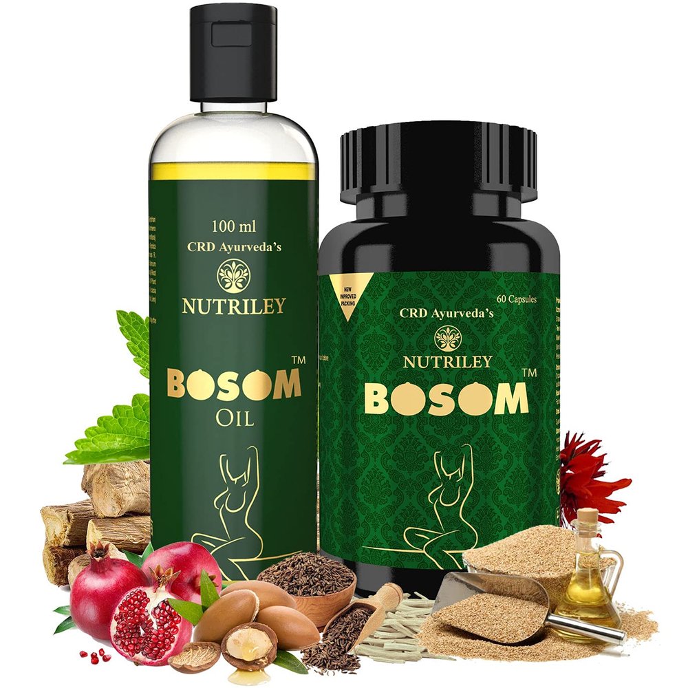 CRD Ayurveda Nutriley Combo Pack of Bosom Capsules & Bosom Oil for Women's Health