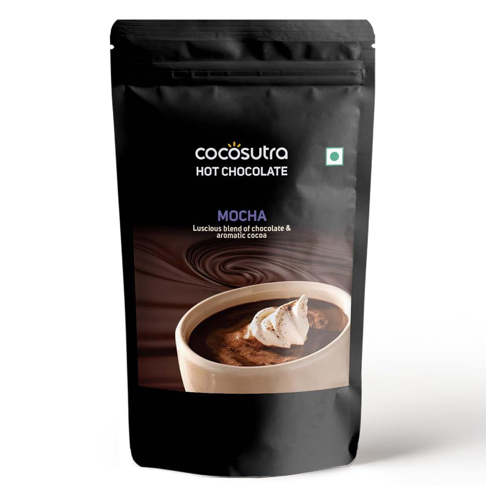 COCOSUTRA Mocha Hot Chocolate Mix | Enjoy hot or cold | 500 g | Vegan & Gluten Free Drinking Chocolate Powder | No Preservatives | Ready in 2 Minutes | Serves 25 Cups