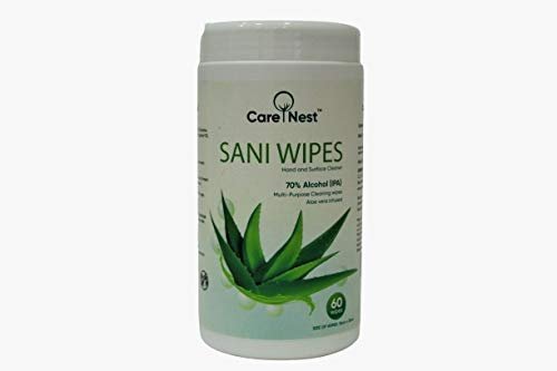 Carenest Sani Wipes - Multipurpose Alcohol Cleaning Wipes (60 Wipes) (Pack of 2)