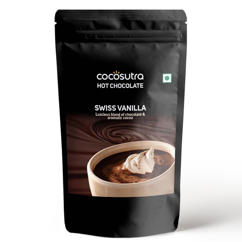 COCOSUTRA Swiss Vanilla Hot Chocolate Mix | Enjoy hot or cold | 500 g | Vegan & Gluten Free Drinking Chocolate Powder | No Preservatives | Ready in 2 Minutes | Serves 25 Cups