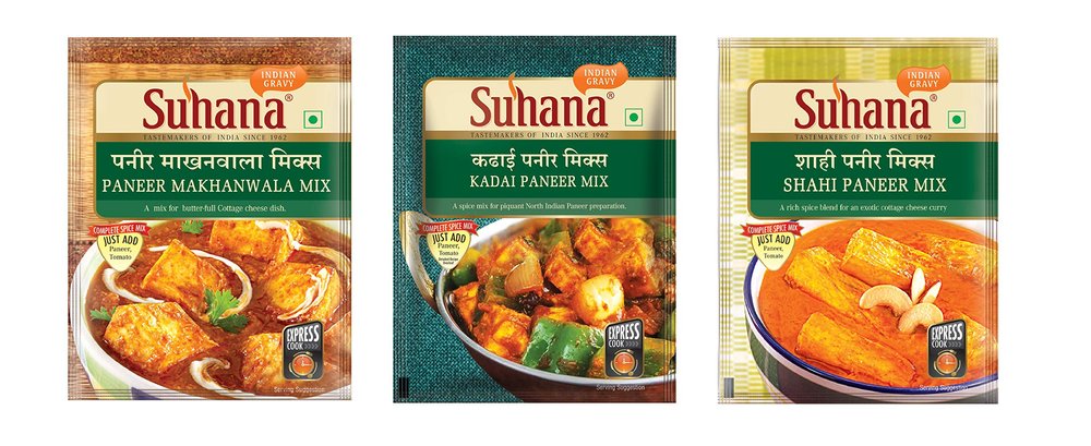 Suhana Paneer Combo Pack of 6 - Shahi Paneer 50g x 2, Paneer Makhanwala 50g x 2, Kadhai Paneer 50g x 2