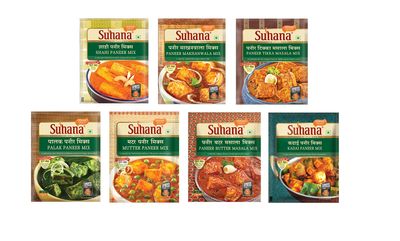 Suhana Paneer Combo Pack Of 7 - Paneer Makhanwala, Paneer Tikka, Shahi Paneer, Mutter Paneer, Paneer Butter, Palak Paneer, Paneer Kadhai, 50 Grams