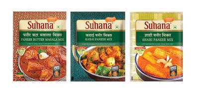 Suhana Paneer Combo Pack of 6 - Shahi Paneer 50g x 2, Kadhai Paneer 50g x 2, Paneer Butter 50g x 2