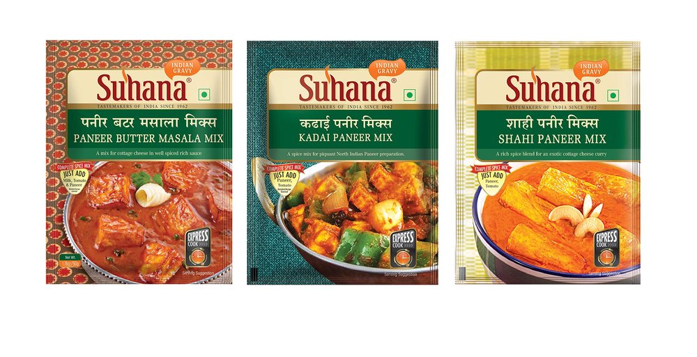 Suhana Paneer Combo Pack of 6 - Shahi Paneer 50g x 2, Kadhai Paneer 50g x 2, Paneer Butter 50g x 2