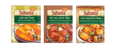 Suhana Paneer Combo Pack of 6 - Shahi Paneer 50g x 2, Paneer Makhanwala 50g x 2, Paneer Butter 50g x 2