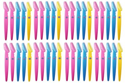 [Ear Lobe & Accessories] Multi-Purpose Women/Girls Razor | For Eyebrow, Face, Armpit, Foot, and Bikini Line - Pack of 40, Multicolor