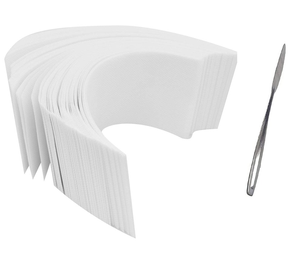 Myynti Women Non-woven Wax Strip with Stainless Steel Wax Knife Spatula (200 Wax Strips) (White)