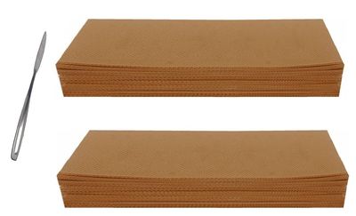Non-woven Wax Strip with Stainless Steel Wax Knife Spatula (200 Wax Strips) (Brown)