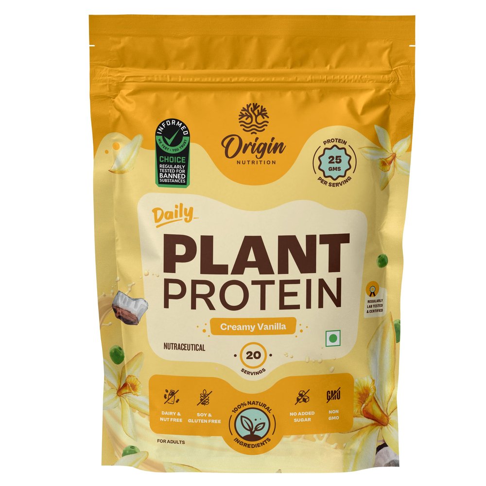 Origin Nutrition 100% Natural Plant Based Protein Powder, Ranked Best Vegan Protein by Independent Scientific Research, European Pea Protein Isolate & Pumpkin Seed Protein) Easy to Digest Vanilla Flavour with 25g per serve Plant Based Protein,20 serv