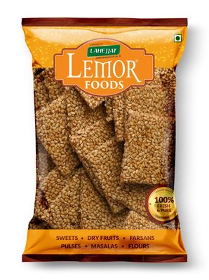 Lemor Winter Special Jaggery (Gud) White Till Chikki 400 Gms   Til Patti Chikki (2 Packets of 200 Gms Each) | Just Like Home Made Chikki (Crispy & Crunchy) | Punjabi Gur Till (Seesam Seeds) Chikki