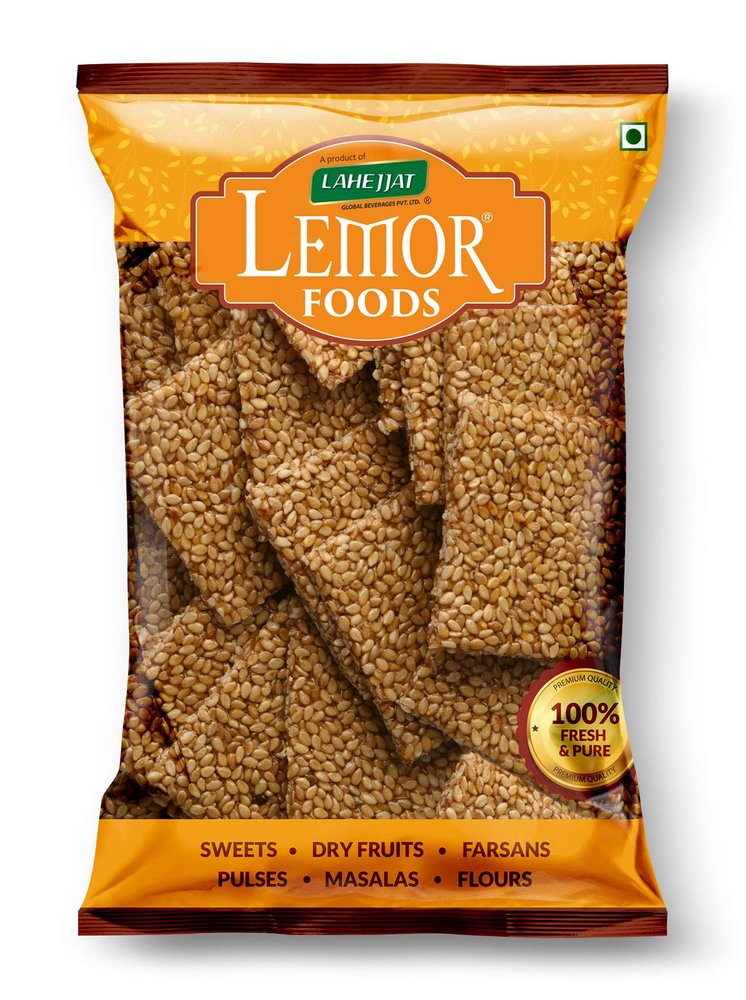 Lemor Winter Special Jaggery (Gud) White Till Chikki 400 Gms   Til Patti Chikki (2 Packets of 200 Gms Each) | Just Like Home Made Chikki (Crispy & Crunchy) | Punjabi Gur Till (Seesam Seeds) Chikki