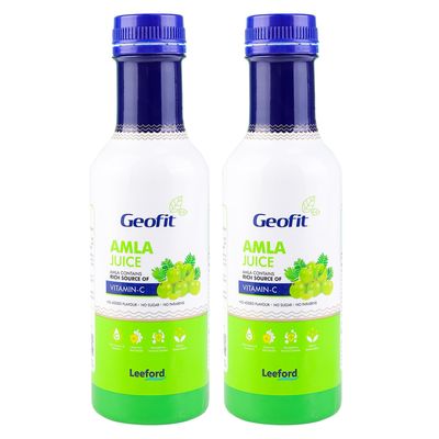 Geofit Amla Juice for Daily Immunity & Digestion Booster - Pack of 2 (1 Litre Each) | Supports Skin Glow & Gut Cleanse | Antioxidant-Rich Ayurvedic Health Drink | No Sugar, No Parabens, No Colours | Perfect for Inner Wellness & Vitality
