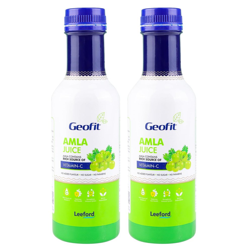 Geofit Amla Juice for Daily Immunity & Digestion Booster - Pack of 2 (1 Litre Each) | Supports Skin Glow & Gut Cleanse | Antioxidant-Rich Ayurvedic Health Drink | No Sugar, No Parabens, No Colours | Perfect for Inner Wellness & Vitality