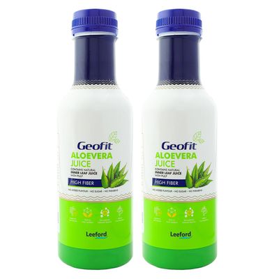 Geofit Aloe Vera Juice  Pack of 2 (1 Litre Each) | Ayurvedic Aloevera Drink for Digestion, Gut Health & Immunity | High Fiber, Sugar-Free Detox Juice | Supports Skin Health & Hydration | No Added Flavours or Preservatives