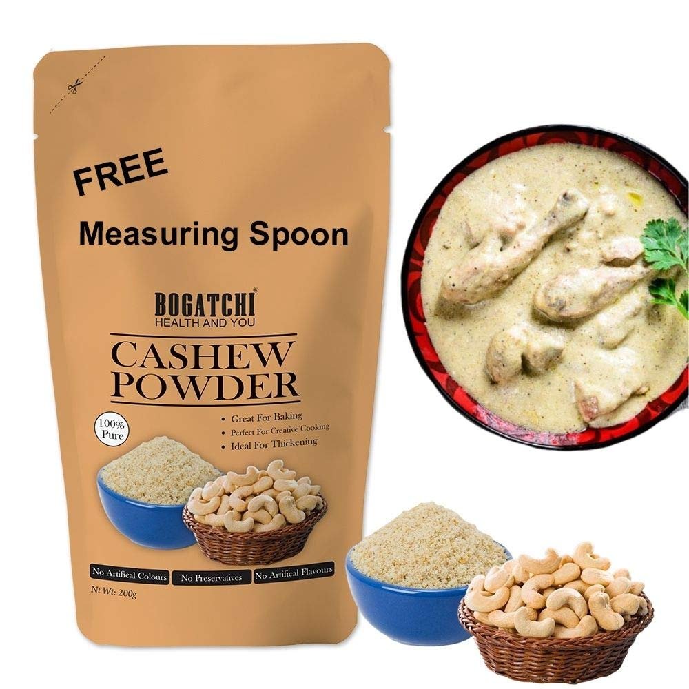 BOGATCHI Cashew Powder for Making - Paneer Sabzi, Curry, White Gravy, Malai Kofta, Dum Aloo, White Chicken, Kaju Shake , , Kaju Katli, Ice Cream , 200g , Free Measuring Spoon