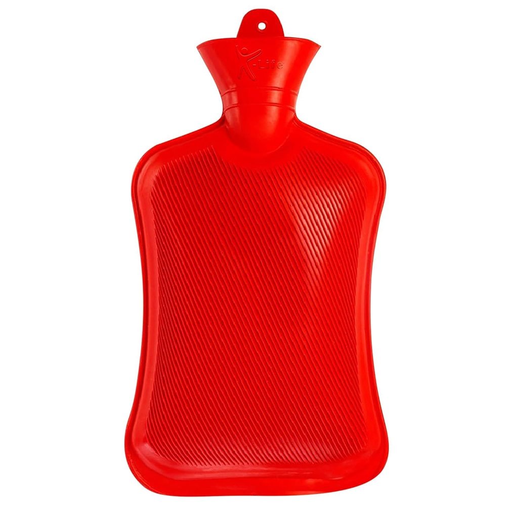 Dr Care Rubber Hot Water Bag (2 litre) Non Electric Rubber Bottle hot bag, hot water bag for period cramps, Heating Bottle, for Body Pain Relief Therapy, Hot and Cold Therapies (Red)