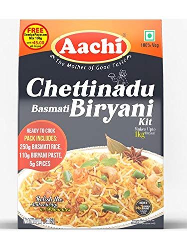 Aachi Special Chettinadu Briyani kit - 365gm (Get payasam Mix 100gm) & MJR Grandma Special Onion Fryums / Vengaya vadagam- 250gm