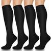 Aoliks Nylon Blend Compression Knee Length Socks For Women & Men Circulation (4 Pairs)- Best Support For Nurses, Running, Hiking, Medical, Pregnancy, Black view 1