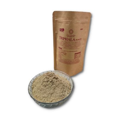 Adiveda Organic Triphala Powder in 3:2:1 ratio of Amla:Baheda:Harad Quick Relief from Digestive Problems (100G)