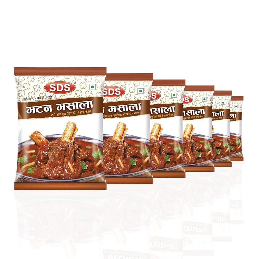 SDS Mutton Masala - 50g (Pack of 6) | Pure, Natural, No Preservatives | Indian Spice Blend for Spicy Mutton Curry, Gravy & Fry Recipes | Prepare Delicious Mutton Dishes at Home