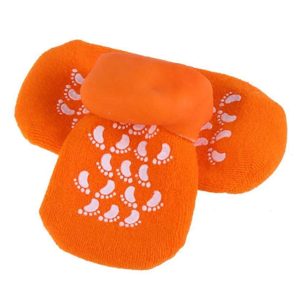 LOMESH Winter Care Spa Gel Socks, Full Heel Feet Protector Silicone Ultra-Soft Socks with Moisturizing Natural Oil and Vitamin E - Helps Repair Dry Cracked Skin (1 Pair - Multicolor)