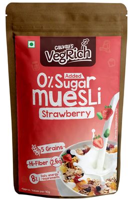 Calvay's VegRich Zero Added Sugar Muesli-Strawbrerry (PACK OF 1)