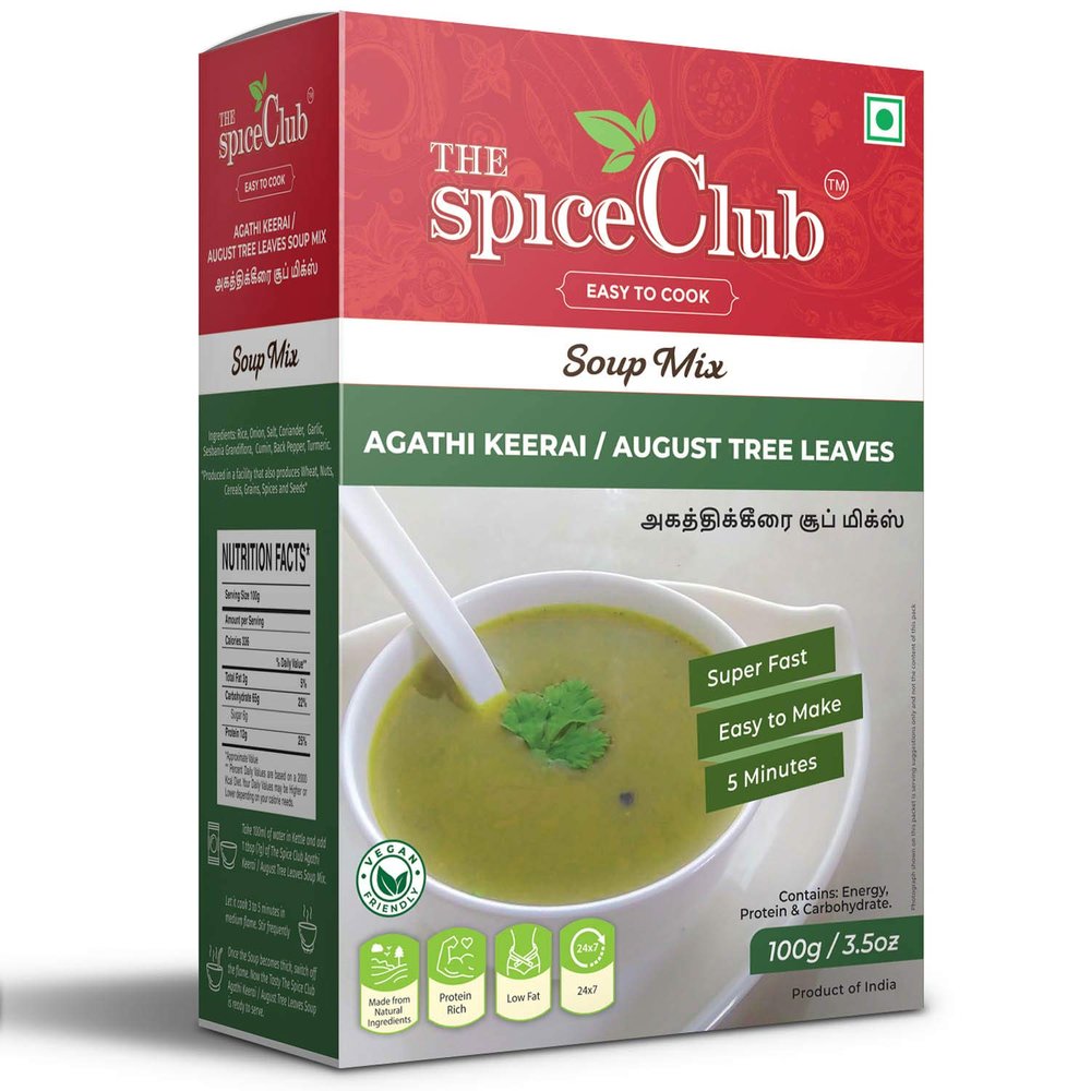 Agathi Keerai / August Tree Leaves Soup Mix - 100g - Delicious, Low Fat, Protein Rich, Super Fast, Make in just 5 minutes | Culinary Masterpiece | Instant Flavor Boost | Kitchen Shortcut | Chef-Inspired Mix | Aromatic Spice Symphony | Freshly Ground 