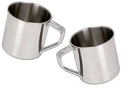 Bartan Star Stainless Steel Plain Coffee Mug 200ml - Set of 2