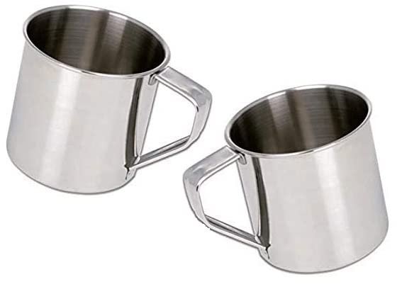 Bartan Star Stainless Steel Plain Coffee Mug 200ml - Set of 2