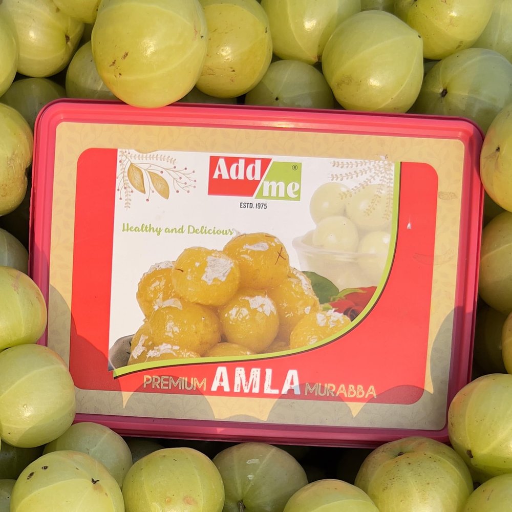 Add me Premium Fresh Amla Murabba 1Kg Extra Large (80-100G A Piece) Selected Awla Fruit Sweets Marinated In Saffron And Elaichi Gift Pack 1 Kg