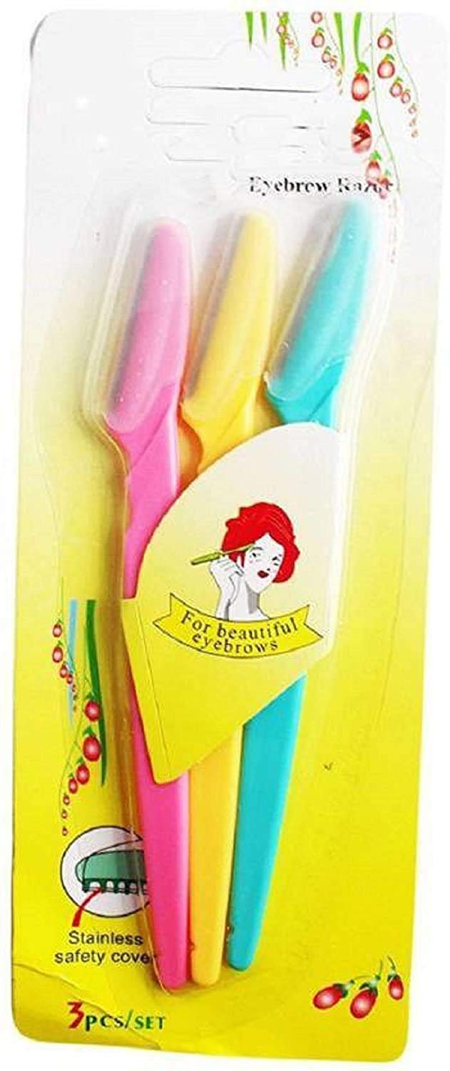DEXO Eyebrow Painless Facial Hair Remover Razor for Face razor, Women and Men (Multicolor) - set of 3 pcs. Pack of 1
