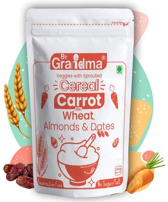 ByGrandma Veggies & Nuts With Sprouted Cereal  Sprouted Wheat, Carrot with Almonds and Dates healthy Food For Kids | Preservative Free Instant health drink Mix for little ones | 280g