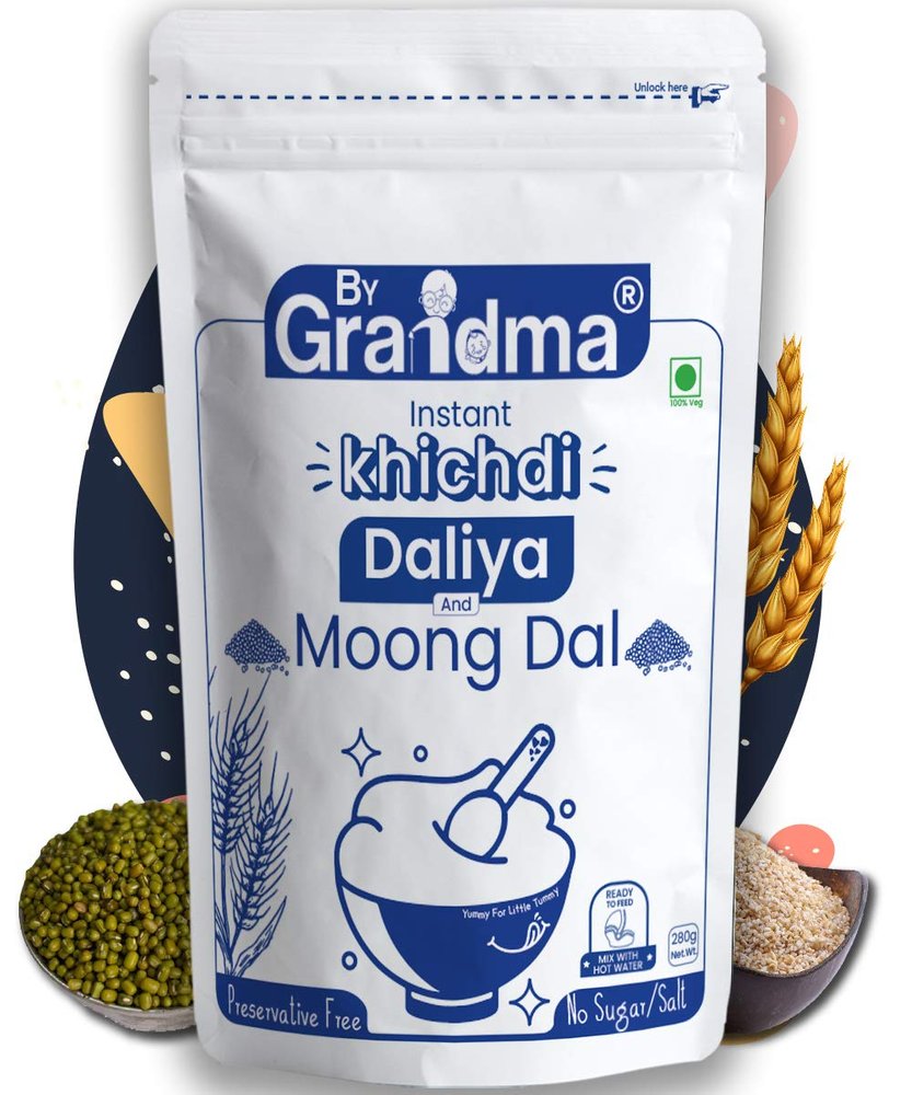 ByGrandma Sprouted Cereal Instant Kichidi Mix-Broken Wheat And Moong Dal Natural Food For Kids|Preservative Free Instant Porridge Mix For Little Ones|280G