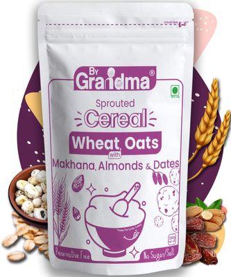ByGrandma Sprouted Cereal Mix Sprouted Wheat, Dates and Almond Wholesome Food For Kids | Preservative Free Instant Porridge Mix for Tiny Tots | 280g
