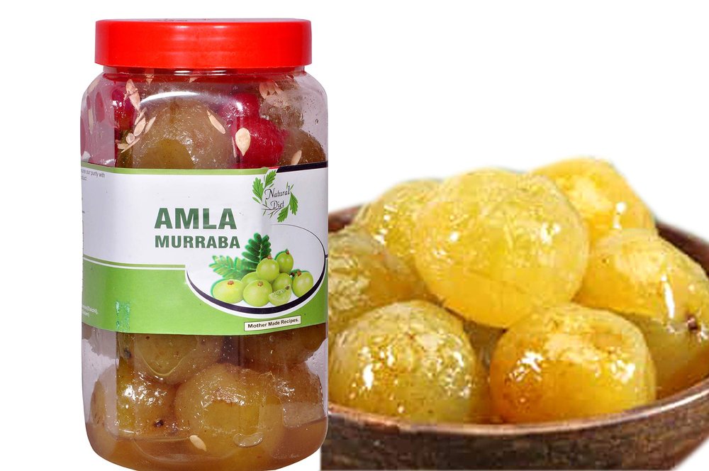 Natural Diet Organic Mother Made Amla Murabba with Almond 900 Grams We Serve Natural You Eat Natural No Artificial Colors & Flavors