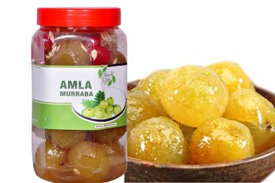 Natural Diet Organics Amla Murabba with Almond - 900 Grams | 100% Fresh Amla with Almond Homemade Taste & Pure Natural Healthy Ingredients 900 Grams
