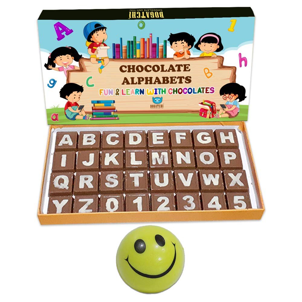 BOGATCHI Milk Chocolate for Kids Educational Kit, Chocolate Learning Toys for Kids, Chocolate Alphabets, Learning Educational Kit, Kids Toys for 3 Year, Free Alphabet Cards and Gift -W22
