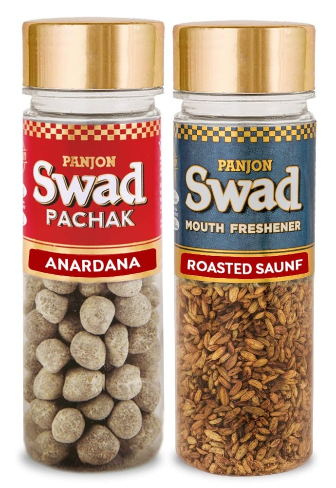 Panjon Swad Anardana & Roasted Saunf Pachak (Mukhwas Mouth Fresheners) 2 Bottles, 190g