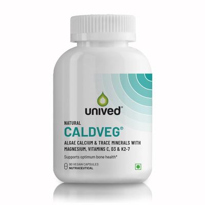Unived Caldveg | Wholefood Plant-Based Calcium, Magnesium & 73 Trace Minerals, Vit D3 (Lichen), Vit K2-7 (Menaquingold) | Complete Supplement For Bone Health & Healthy Ageing, Capsule, 110 grams