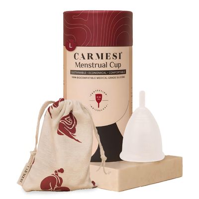 Carmesi Menstrual Cup for Women | Large Size - With Free Pouch | Rash-Free, Itch-Free, Odour-Free | 8-10 Hours of Leaks-Free Comfort | 100% Biocompatible Medical-Grade Silicone Cups