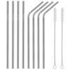 YTM 8 Pcs Stainless Steel Straws for Drinking with Brushes | Steel Straw Brush | Silver (Pack of 8) view 1