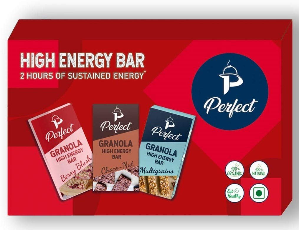 Perfect Granola High Energy Bar - Pack of 9 Premium and Healthy One Meal bar (Berry Blush Choco Nut Multigrain ) |Protein Bar | No Added Sugar 180gram