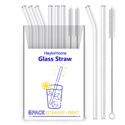 6 Pack Straws 3 Straight 3 Bent- Transparent