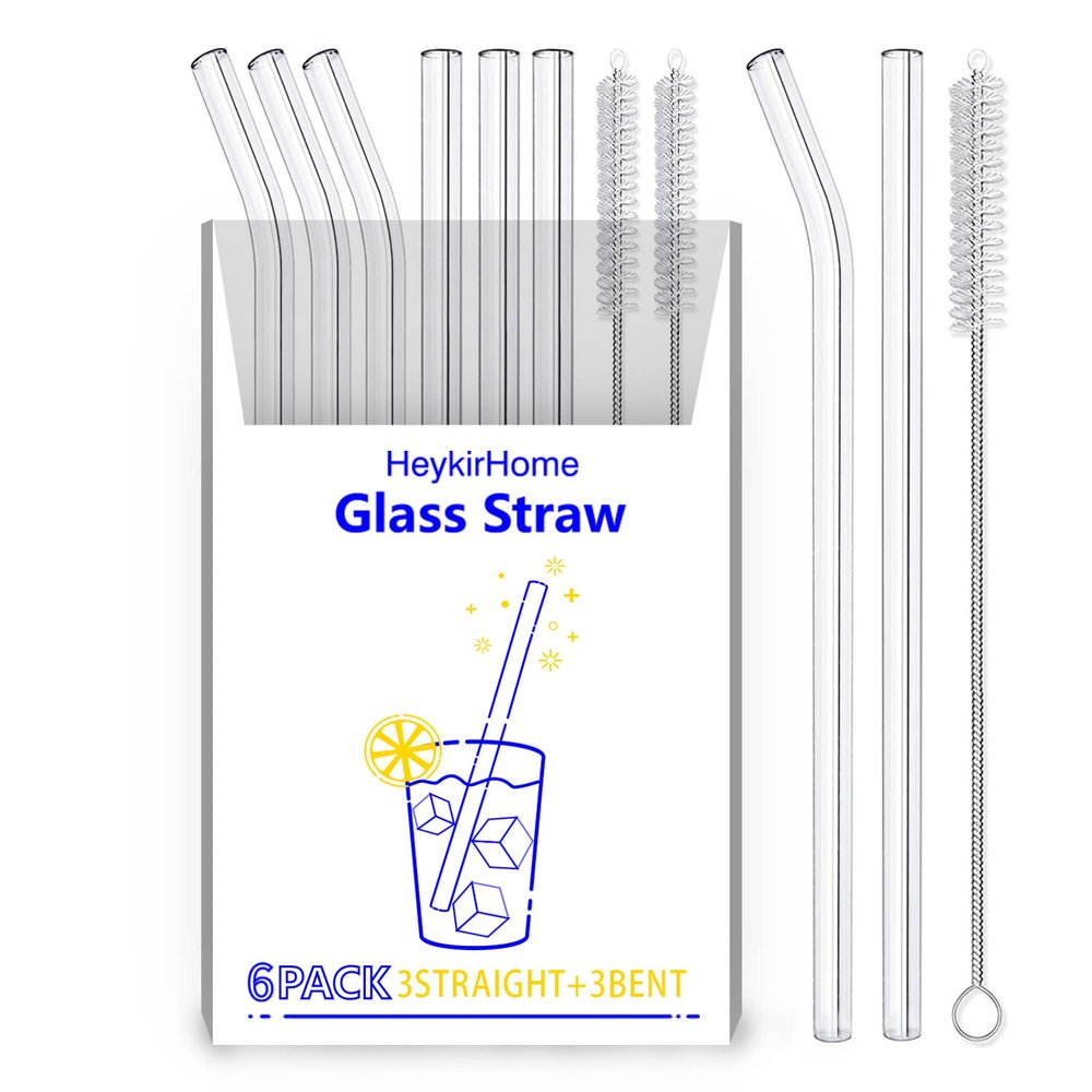 6 Pack Straws 3 Straight 3 Bent- Transparent