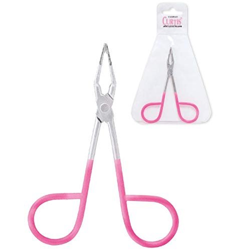 Curtis PROFESSIONAL Salon TWEEZERS with Easy Scissor Handle, CASE Included; The BEST PRECISION EYEBROW TWEEZERS Men/Women; Tools for Facial Hair, Ingrown Hair, Blackhead; Pink & Silver EASY TO HOLD
