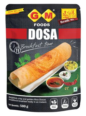 GM Foods Dosa Flour Mix 400g, With Sambhar Masala | Instant South Indian Breakfast Mix | Crispy & Fermented Batter for Dosa & Idli | Natural Ingredients | Easy & Quick to Prepare | No Preservatives