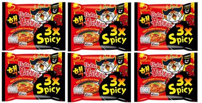 SAMYANG 3X Spicy Buldak Hot Chicken Flavour Instant Korean Noodles - 140 Grams*6Pack (Pack of 6) (Imported)